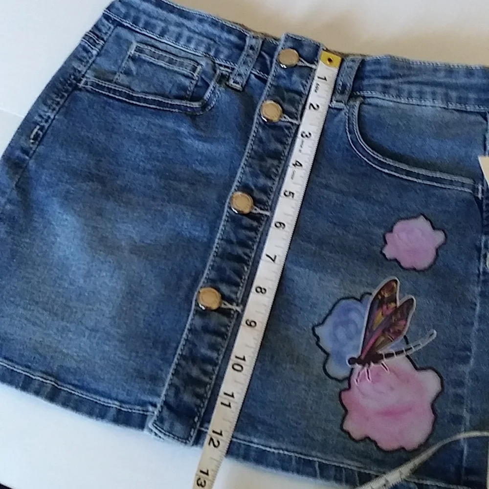 Denim Mini Jean Skirt Button Front Sz 10